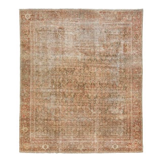 Antique Persian Tabriz Wool Rug With Rust Allover Design From the 1910s For Sale