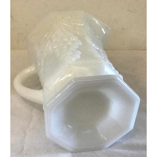 Glass Vintage Milk Glass Pitcher With Grape Motif For Sale - Image 7 of 8