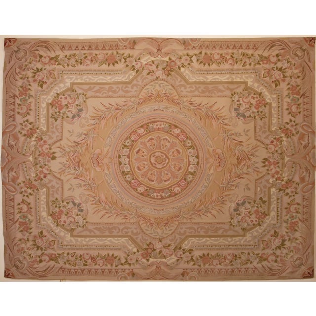 Handwoven tapestry from the French workshops of Aubusson with a classic Napoleon III pattern. This tapestry was woven in...