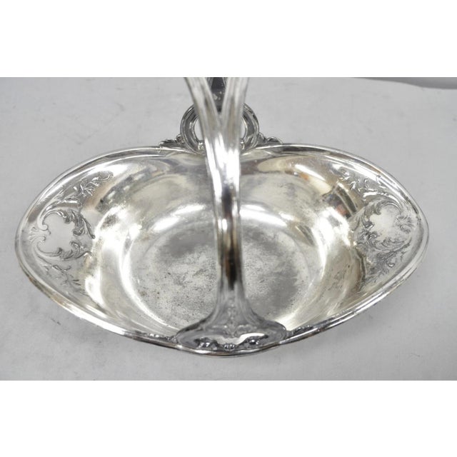 Metal Antique Christofle Gallia French Art Nouveau Silver Plated Fruit Basket W Handle For Sale - Image 7 of 17