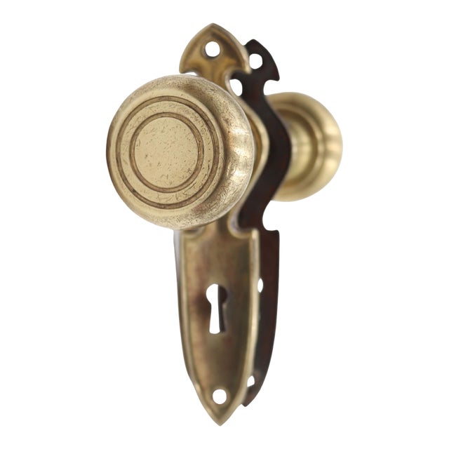 Vintage Concentric Brass Finish Passage Door Knob Set For Sale