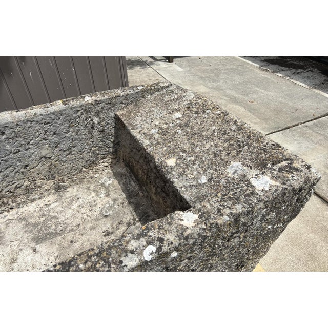 Stone Antique French Double Sloped Monolithic Limestone Lavoir Trough, Circa 1800 For Sale - Image 7 of 14