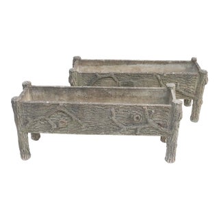 Early 20th Century French Faux Bois Box Planters on Legs For Sale