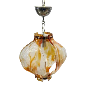 Vintage Italian Pendant With Clear & Amber Murano Glass by Mazzega