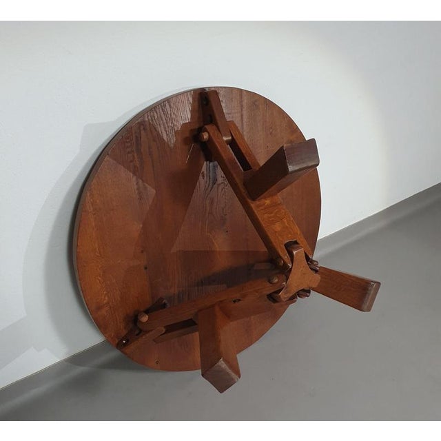 Height-Adjustable Round Coffee Table in Oak, 1960s For Sale - Image 5 of 18