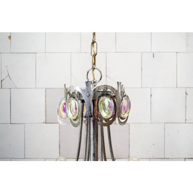 Mid-Century Modern Nine-Light Chandelier in Chromed Steel by Gaetano Sciolari, 1960s For Sale - Image 3 of 4