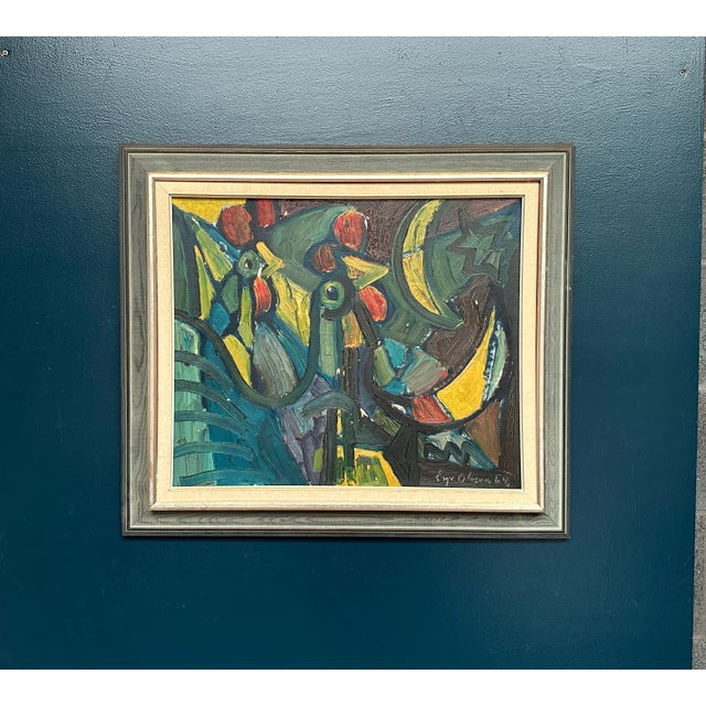 Eyvind Olesen, Chicken Composition, 1950s, Oil on Canvas, Framed For Sale - Image 15 of 18