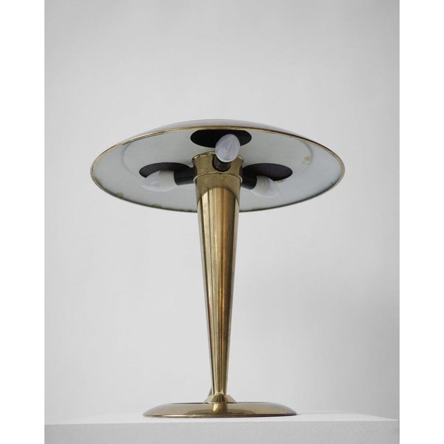 Vintage Italian Table Lamp in Brass and Black Glass, 1980s For Sale - Image 4 of 9