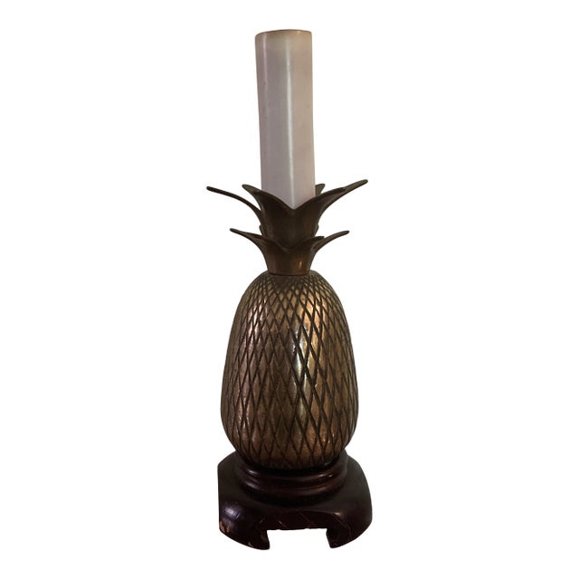 Mid 20th Century Miniature Brass Pineapple Candlestick Lamp For Sale