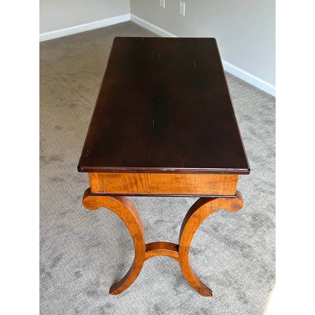 Wood Late 20th Century Baker Milling Road Neoclassical Single Drawer Writing Desk With C-Scroll Legs For Sale - Image 7 of 10