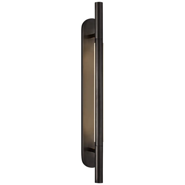 Kelly Wearstler for Visual Comfort Signature Rousseau Medium Bracketed Sconce in Bronze with Etched Crystal For Sale