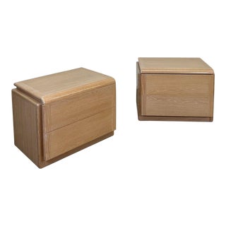 1980s White Wash Oak Nightstands - a Pair For Sale