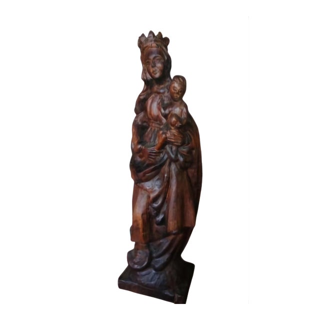 Early 18th Century Antique Carved Wooden Statue For Sale