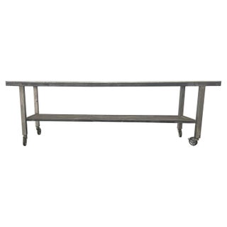 Vintage Style Metal Industrial Table on Wheels, circa 2000 For Sale