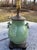Celadon crackle vase table lamp on wooden stand featuring dragons on each side. Just perfect for so many interiors!