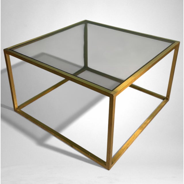 Late 20th Century Willy Rizzo Style Italian Brass and Smoked Glass Coffee Table For Sale - Image 6 of 17