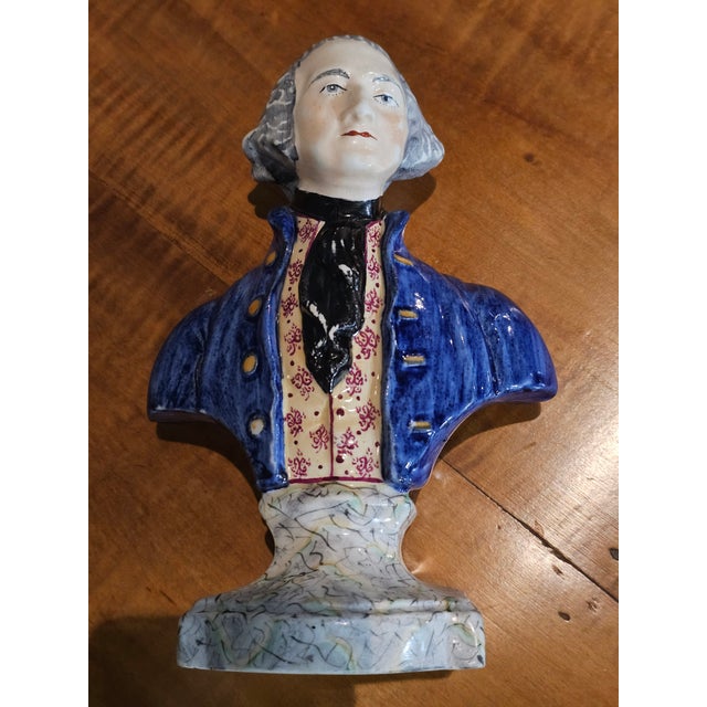 Early 20th Century George Washington Staffordshire Bust After Houdon Made in England Usa 250 For Sale - Image 9 of 10