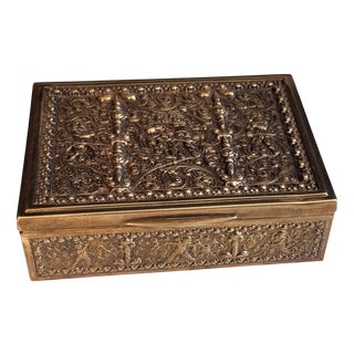 Art Nouveau Cigarettes Box in Brass and Wood from Erhard & Söhne, 1920s For Sale