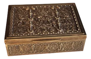Art Nouveau Cigarettes Box in Brass and Wood from Erhard & Söhne, 1920s