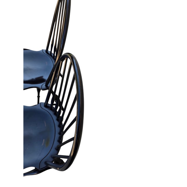 Black 1990s 2 Nichols & Stone Windsor Side Chairs Bow Back Saddle Seat Distressed Country For Sale - Image 8 of 16