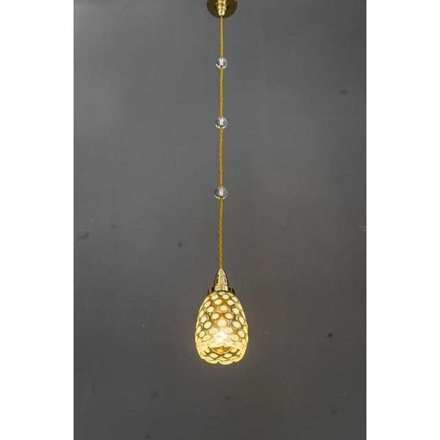 Art Deco Pendant with Original Antique Opaline Glass Shade, Vienna, 1920s For Sale - Image 11 of 14