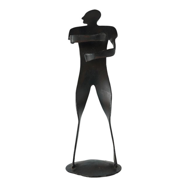 Late 20th Century Vintage Forged Iron Figure Sculpture For Sale