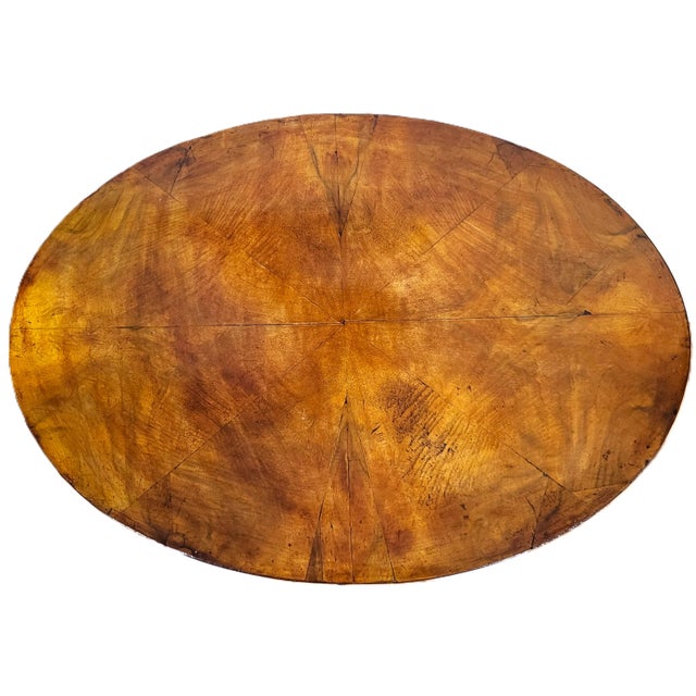 Brown 19th C Austrian / German Carved Column Biedermeier Oval Library Desk For Sale - Image 8 of 18