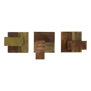 Brutalist Wall Candleholders in Metal, 1970s, Set of 3 For Sale