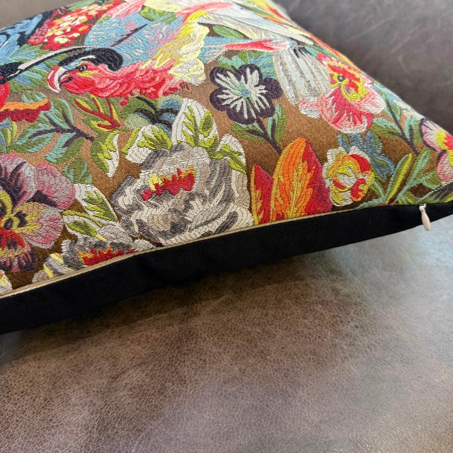 Exotic Bird Jacquard Woven Cushion Cover For Sale - Image 9 of 15
