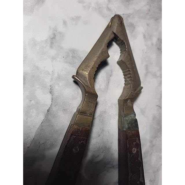 Vintage Brass Wood Carved Nut Cracker For Sale In San Francisco - Image 6 of 11