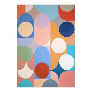 2026, Geometric Shapes Painting, Art Deco Diagramas, Acrylic Paint on Watercolor Paper, Vivid Tones by Natalia Roman For Sale