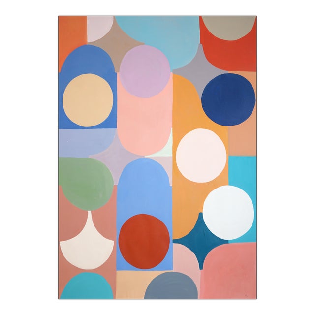 2026, Geometric Shapes Painting, Art Deco Diagramas, Acrylic Paint on Watercolor Paper, Vivid Tones by Natalia Roman For Sale