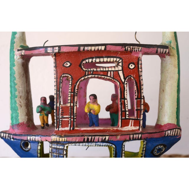 Vintage Candelario Medrano Mexican Folk Art Ceramic Boat Sculpture For Sale - Image 9 of 15