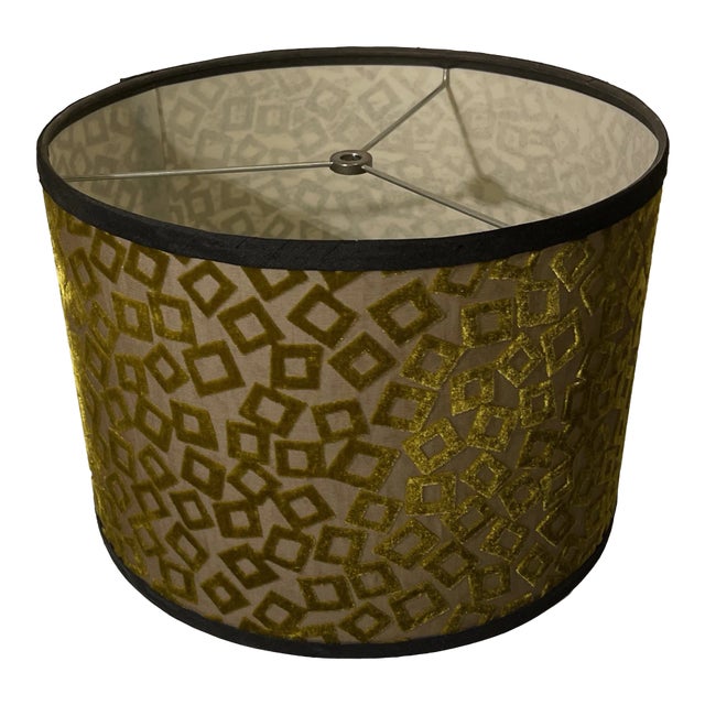 Custom Retro Olive Green Velvet Lampshade For Sale