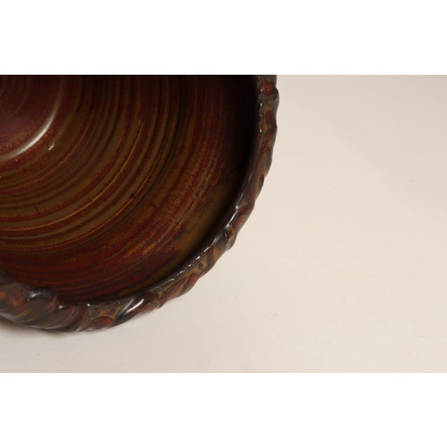 Vintage Red, Ochre and Slate Studio Ceramic Planter With Plate by Deanna Nichols For Sale - Image 11 of 18