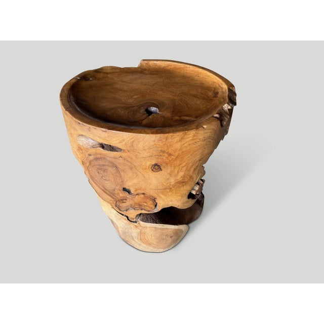 2010s Andrianna Shamaris Large Sculptural Teak Wood Tray Style Side Table For Sale - Image 5 of 5