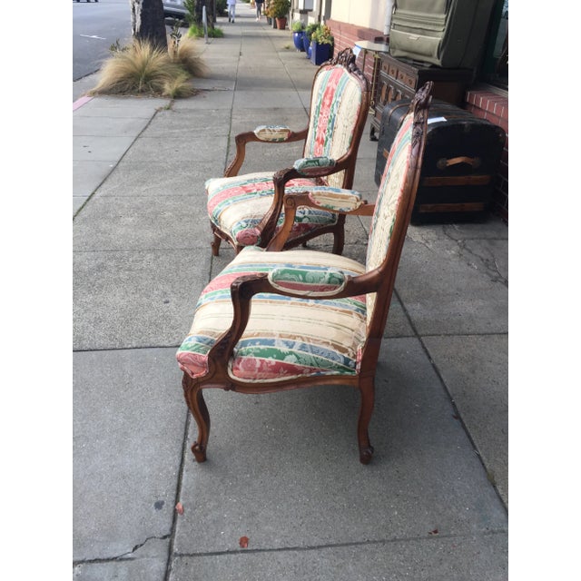 Pair Carved French Bergeres With New Upholstery For Sale In San Francisco - Image 6 of 11