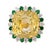 Contemporary 1950s Mid Century Gia 30 Carat No Heat Yellow Sapphire Diamond Emerald 18k Gold Ring, Size 6.25 For Sale - Image 3 of 7