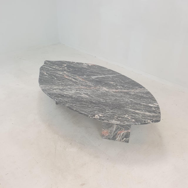 Mid-Century Modern Italian Marble Leaf Shape Coffee Table, 1980s For Sale - Image 3 of 18