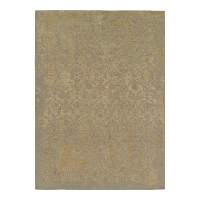 Rug & Kilim’s European-Style Rug in Gold With Trellises and Floral Patterns For Sale