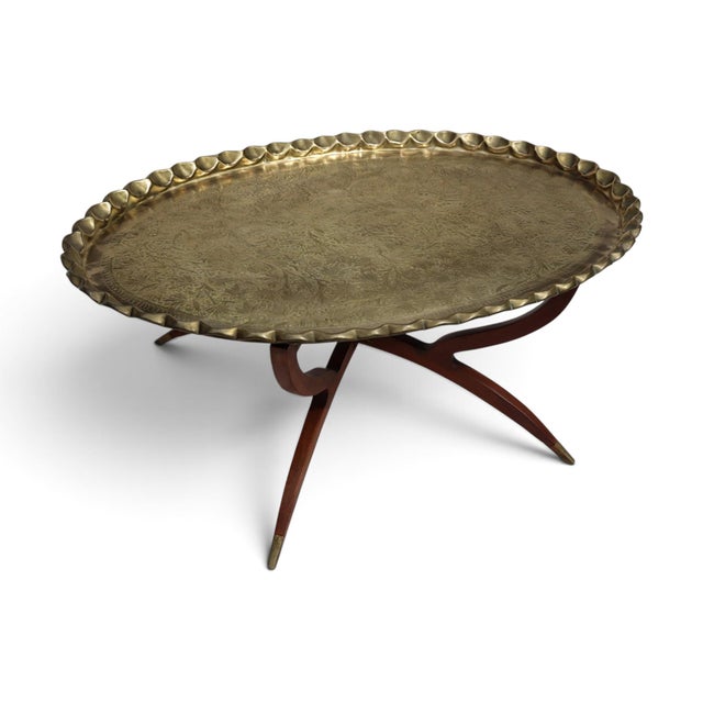 Islamic Ottoman with Brass Table Tray, 1950s For Sale - Image 15 of 18