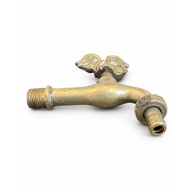 French Vintage French Brass Rooster Faucet Spigot Garden Tap For Sale - Image 3 of 4
