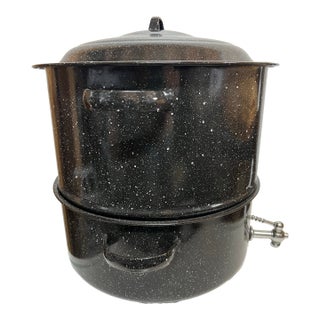 Vintage Black Graniteware Lobster /Clam Steamer - 3 Piece For Sale