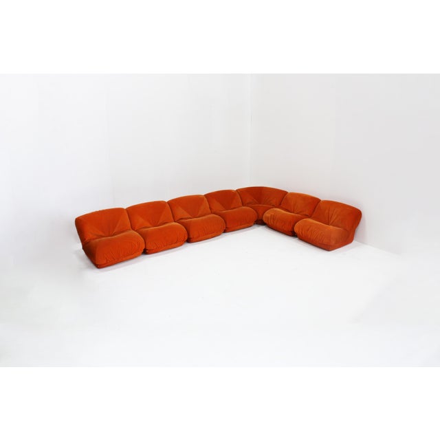 Patate Modular Sofa in Orange Corduroy from Airborne, 1970s, Set of 7 For Sale - Image 14 of 14