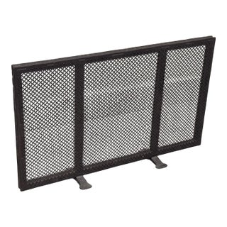 Quatrefoil Pierced Iron Fireplace Screen, Vintage For Sale