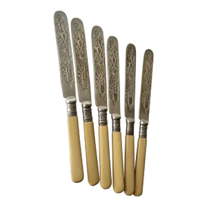 Antique English Sheffield Epns A1 Silverplate Butter Knives Set of 6
