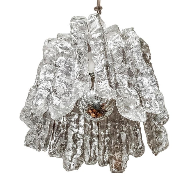 Offered is a rare and amazing ice glass pendant lamp from the austrian manufacturer j. T. Kalmar from the 1960s, with...
