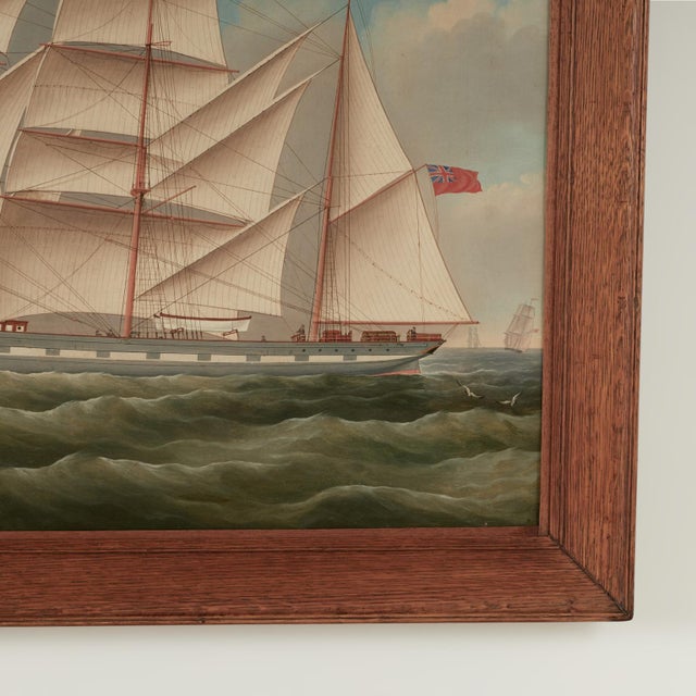 Antique English Painting of a Sailing Ship by William Ball Spencer For Sale - Image 10 of 11