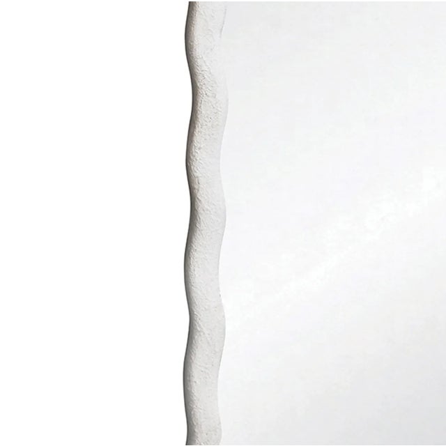 Worlds Away Matthew Izzo Home - Kylo White Wavy Textured Framed Rectangular Mirror - New Item For Sale - Image 4 of 5