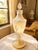 French Provincial Vintage Crystal Table Lamp With Hand-Etched Botanical Motif, Cut Crystal Details & Finial Floral Designs For Sale - Image 3 of 12